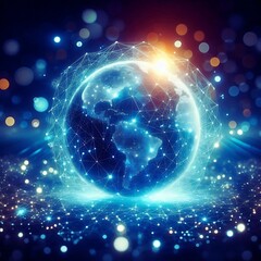 Obraz premium Global Connectivity and technology Network Visualization 