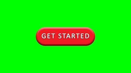 Animated get started button loop video on green screen, perfect for gaming, quizzes, new courses, and fresh beginnings, website interface