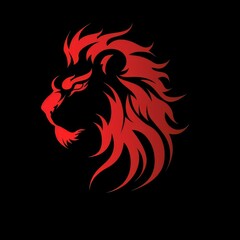 Obraz premium red lion logo vector illustrations. Emblem design on black background