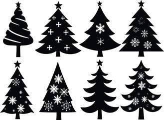 Fototapeta premium set of christmas trees vector simple silhouette