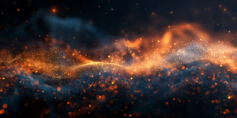 Naklejka premium A blue and orange light streaking across the sky