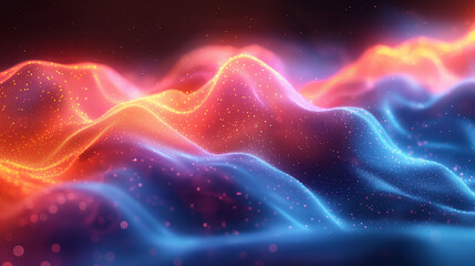 A purple and blue wave with a lot of sparkles