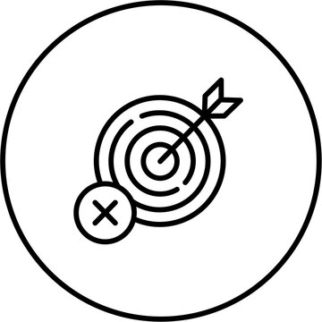 Target inaccurate icon, circle, target, business, concept, arrow, dart, Incorrect, Wrong, False, Misleading, Unreliable, Aim, Goal, Objective, Focus, Mark, vector, icon