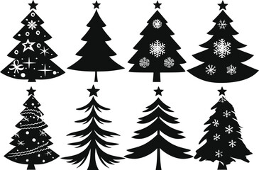 Obraz premium set of christmas trees vector simple silhouette