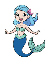 A Mermain cartoon character design illustration