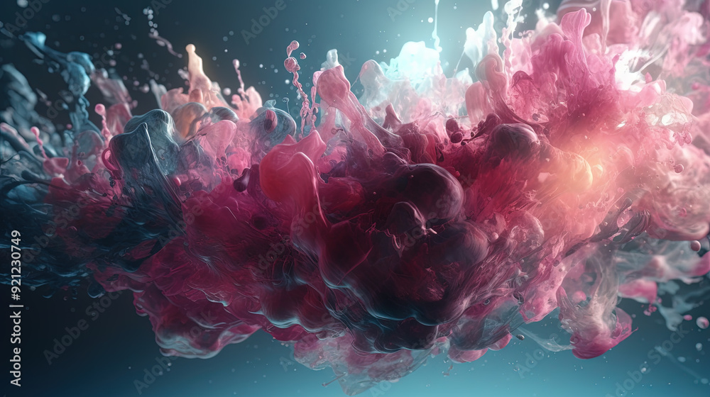 Poster a colorful explosion of paint with a pastel color palette. dynamic and energetic abstract background