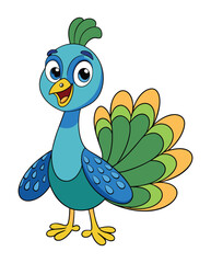 A peacock cartoon character design illustration