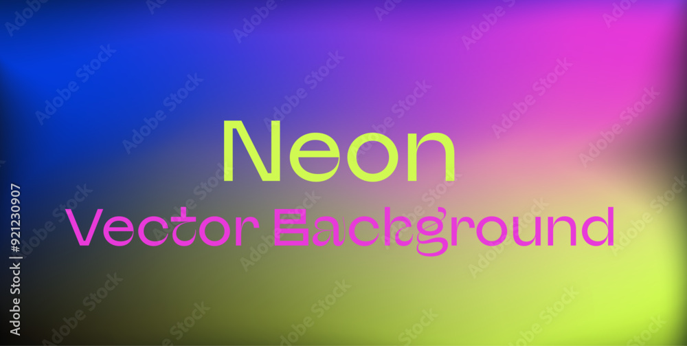 Poster blurred ambient vector background in neon vibrant colors.