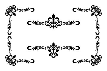 Classic Vitage Wedding Ornaments Frames Separator Elements Classic Vintage Wedding Invitation Hand Drawn Ornate the Calligraphy Poster Victorian Style