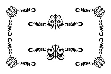 Classic Vitage Wedding Ornaments Frames Separator Elements Classic Vintage Wedding Invitation Hand Drawn Ornate the Calligraphy Poster Victorian Style