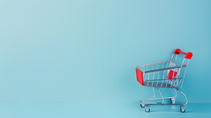 Shopping Cart on Blue Background
