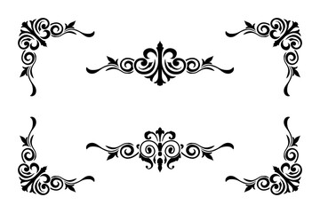 Classic Vitage Wedding Ornaments Frames Separator Elements Classic Vintage Wedding Invitation Hand Drawn Ornate the Calligraphy Poster Victorian Style