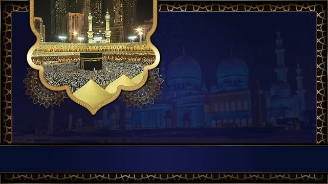 luxury arabic islamic Background , muslim design for Holy Quran recitations template , Gold motionlight looping smoothly , 4K mosque loop animation