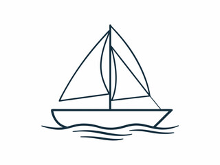 continuous single line drawing of sailboat on water, line art vector illustration
