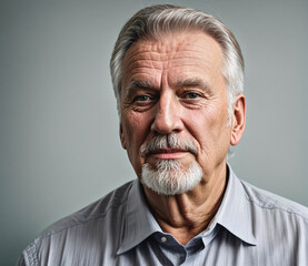 Obraz premium Lithuanian man with a white beard and gray hair is smiling at the camera