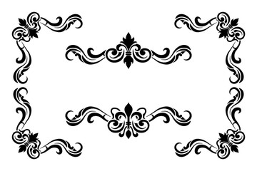 Classic Vitage Wedding Ornaments Frames Separator Elements Classic Vintage Wedding Invitation Hand Drawn Ornate the Calligraphy Poster Victorian Style