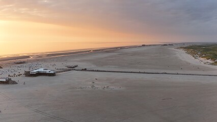 Sonnenuntergang Nordsee Strand Drohnenperspektive