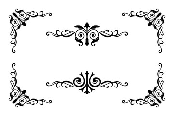 Classic Vitage Wedding Ornaments Frames Separator Elements Classic Vintage Wedding Invitation Hand Drawn Ornate the Calligraphy Poster Victorian Style