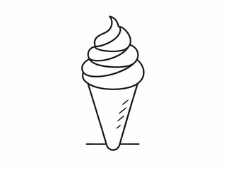 continuous single line drawing of ice cream cone with soft serve, line art vector illustration

