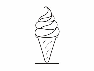 continuous single line drawing of ice cream cone with soft serve, line art vector illustration
