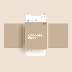 carousel social media post mockup. A clean, minimalist vector mockup