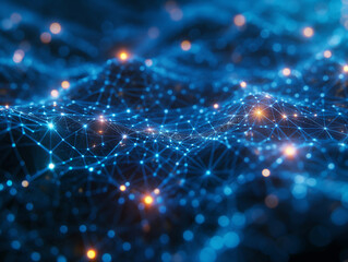 A blue wave with many small dots in it