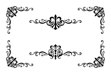 Classic Vitage Wedding Ornaments Frames Separator Elements Classic Vintage Wedding Invitation Hand Drawn Ornate the Calligraphy Poster Victorian Style