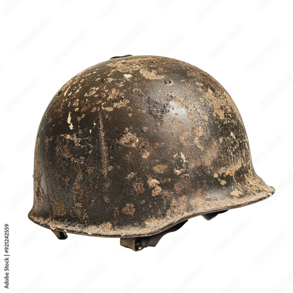 Wall mural PNG Worn military helmet with dirt and scratches