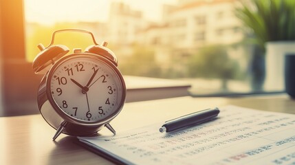 Nostalgic Alarm Clock on Office Desk