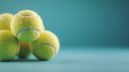 Fresh Tennis Balls Piled on a Bright Surface With Soft Lighting