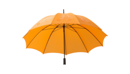 Vibrant Orange Umbrella Isolated on Transparent or White Background