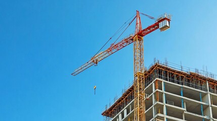 Naklejka premium Construction Crane Against Blue Sky