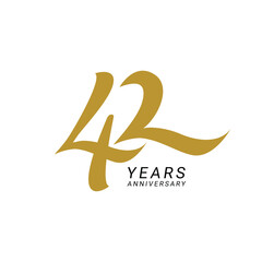 42nd, 42 Years Anniversary Logo, 42 birthday,  Vector Template Design element for birthday, invitation, wedding, jubilee and greeting card illustration.