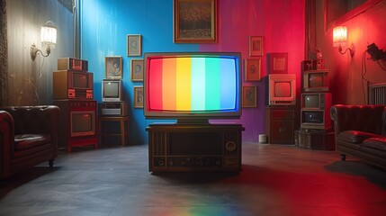 vintage television with off-air test pattern