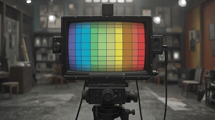 vintage television with off-air test pattern