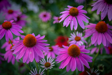 Obraz premium purple coneflower Echinacea purpurea amazing flower in summer garden, Garden-Inspired Wallpaper or Desktop Background