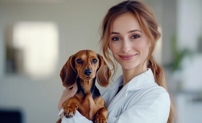 A dedicated and passionate veterinarian shares a remarkably special bond with a loving Dachshund, showcasing deep empathy and exceptional care in their esteemed veterinary practice