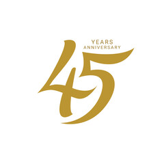 45th Logo, 45 Years Anniversary Logo, number, Orange Color, Vector Template Design element for birthday, invitation, wedding, jubilee and greeting card illustration.