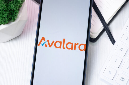 New York, USA - 10 August 2024: Avalara Logo on Phone Screen, Company Icon on Display