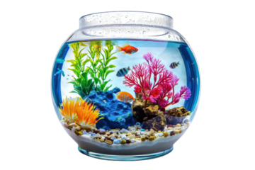 Small Fish Aquarium Isolated on Transparent Background.