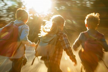 Fototapeta premium running to school