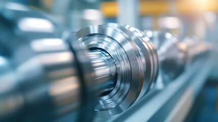 Fototapeta premium Close-up of high-precision metal coils operating in an advanced industrial facility, illustrating the technological sophistication and efficiency of modern manufacturing techniques