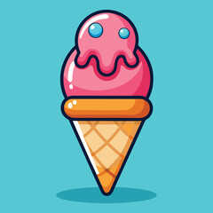  Ice Cream Cone Cartoon Icon Illustration