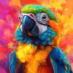 Radiant parrot with intense feathers in a vivid setting