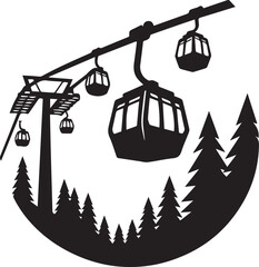 Cable Car vector silhouette illustration logo art