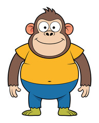 A fat monkey cartoon character design
