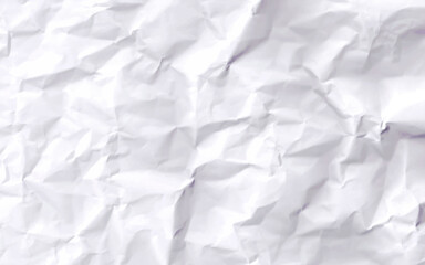 White crumpled paper texture background. Clean white paper. Top view.