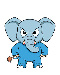 A angry elephant cartoon character design