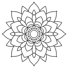 Mandala line art silhouette with white background