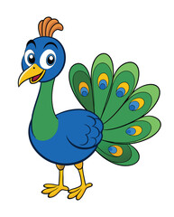 peacock cartoon character design illustration